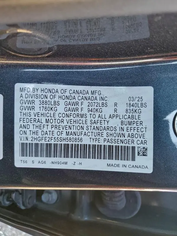 2025 HONDA CIVIC SPORT  