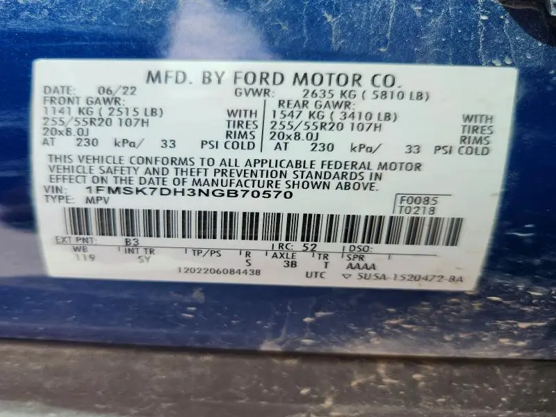 2022 FORD EXPLORER XLT  