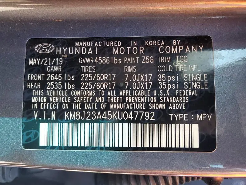 2019 HYUNDAI TUCSON SE  