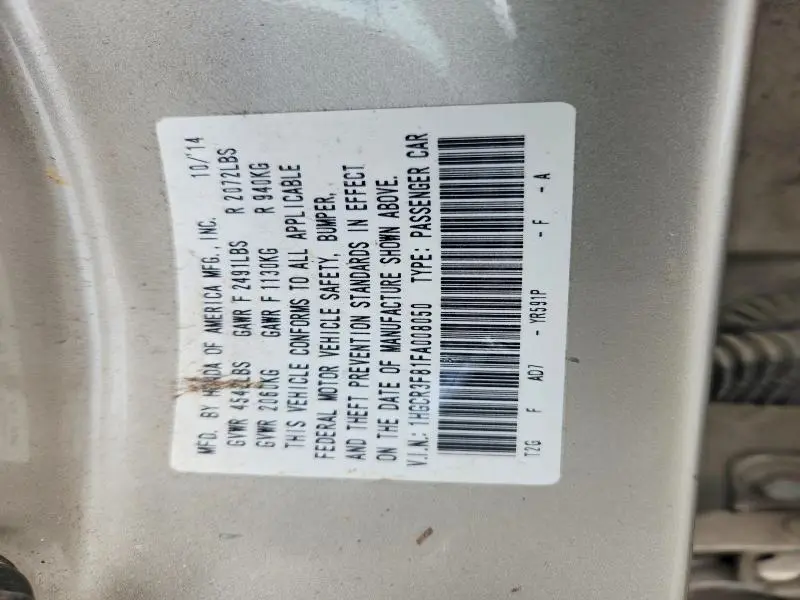 2015 HONDA ACCORD EXL  