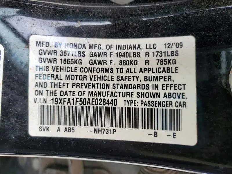2010 HONDA CIVIC LX  
