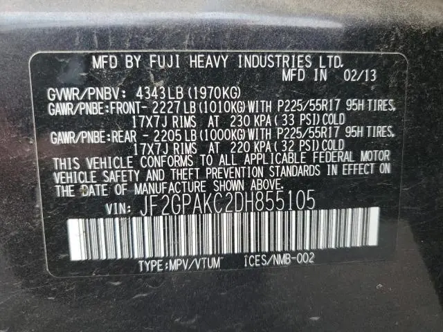 2013 SUBARU XV CROSSTREK 2.0 LIMITED  