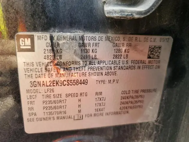 2012 CHEVROLET CAPTIVA SPORT  