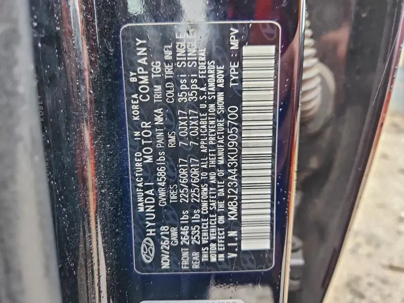 2019 HYUNDAI TUCSON SE  