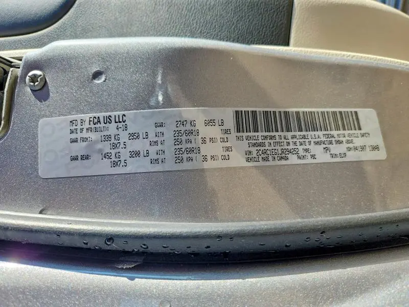 2018 CHRYSLER PACIFICA TOURING L PLUS  