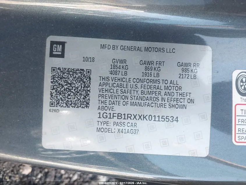 2019 CHEVROLET CAMARO 1LS