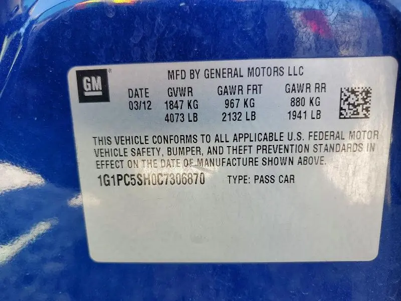 2012 CHEVROLET CRUZE LS  