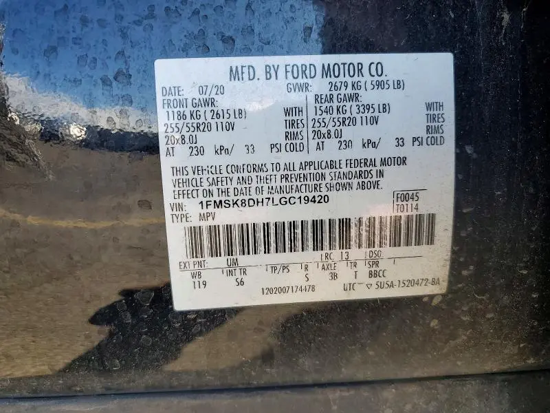 2020 FORD EXPLORER XLT  