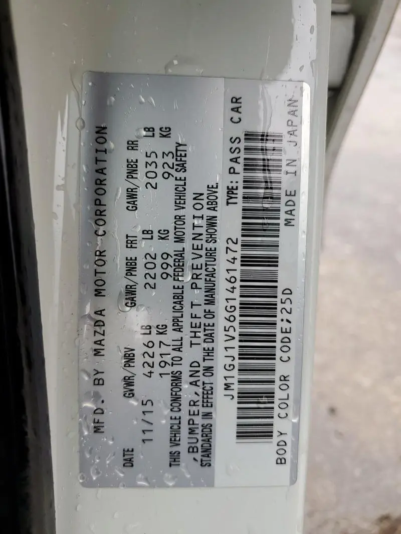 2016 MAZDA 6 TOURING  