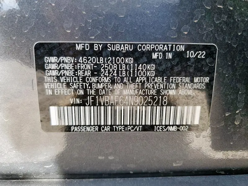 2022 SUBARU WRX PREMIUM  