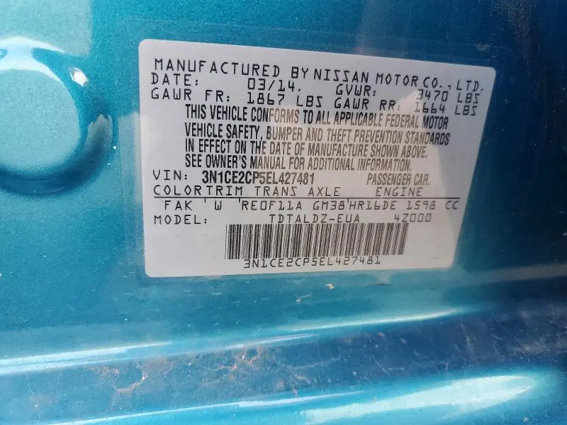 2014 NISSAN VERSA NOTE SV  