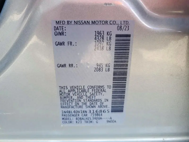 2024 NISSAN ALTIMA SV  