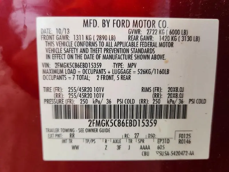 2014 FORD FLEX SEL  