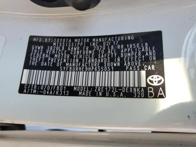 2017 TOYOTA COROLLA L  