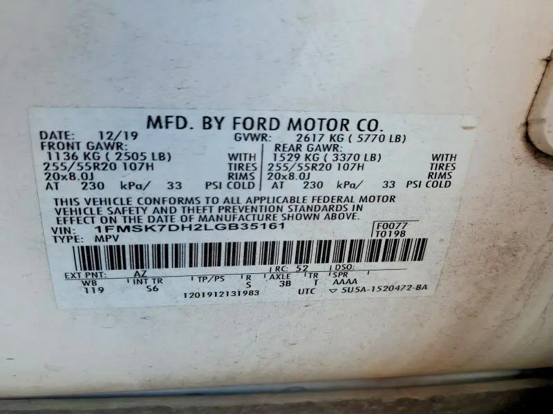 2020 FORD EXPLORER XLT  