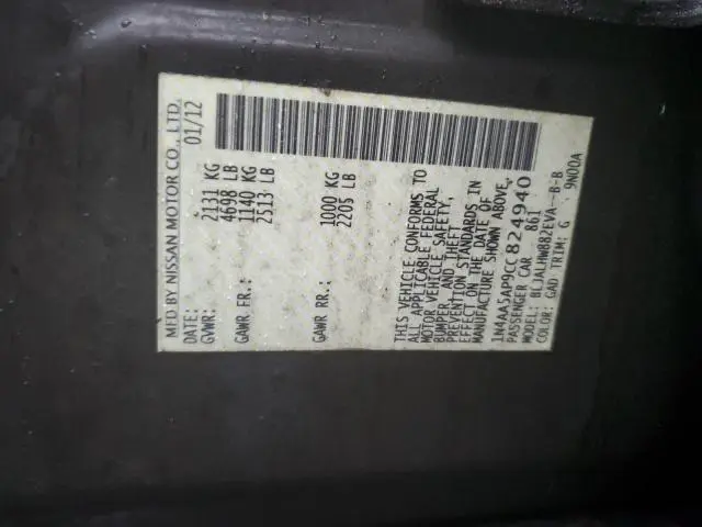 2012 NISSAN MAXIMA S  