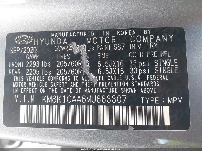 2021 HYUNDAI KONA SE
