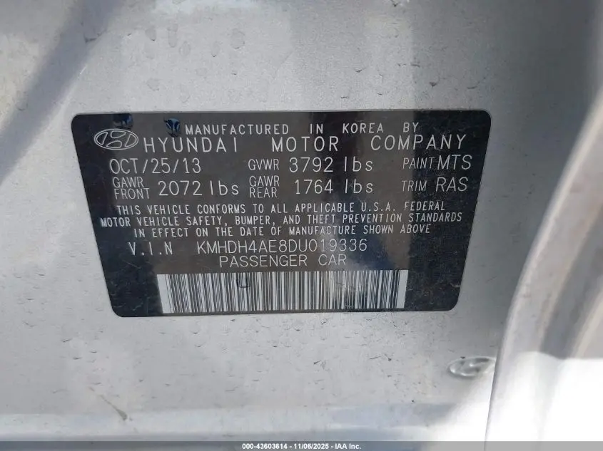 2013 HYUNDAI ELANTRA GLS