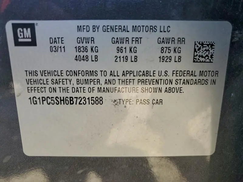 2011 CHEVROLET CRUZE LS  