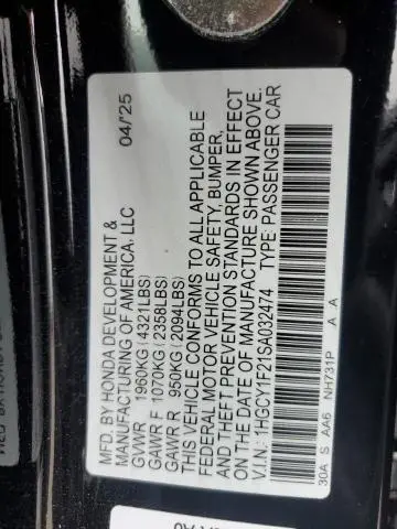 2025 HONDA ACCORD LX  