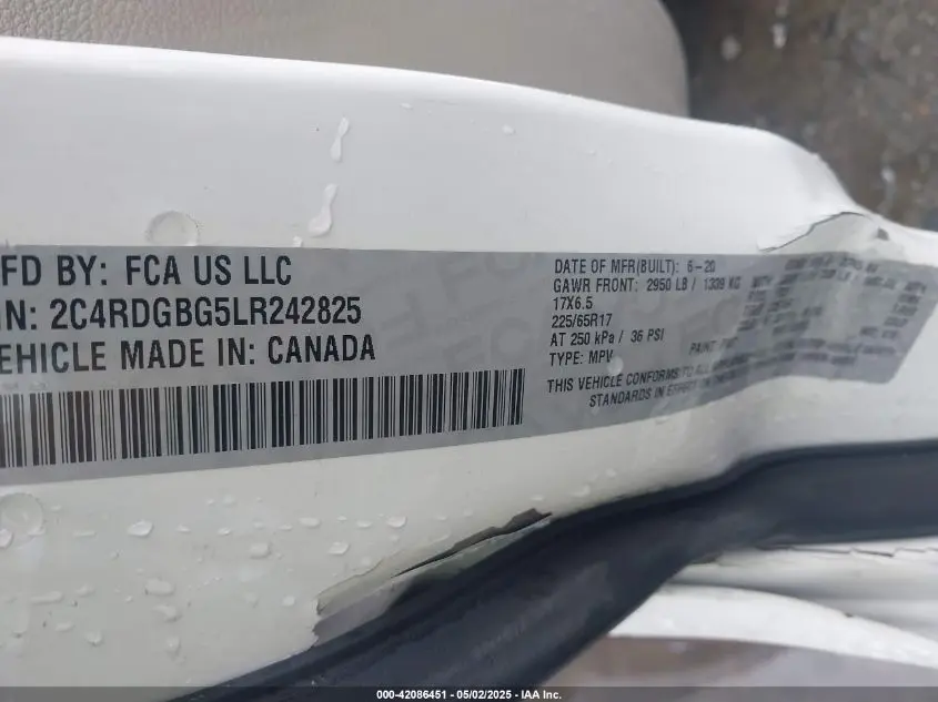 2020 DODGE GRAND CARAVAN SE