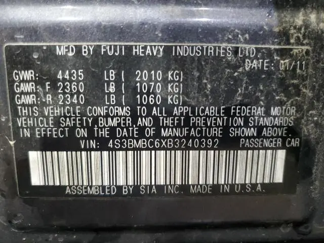 2011 SUBARU LEGACY 2.5I PREMIUM  