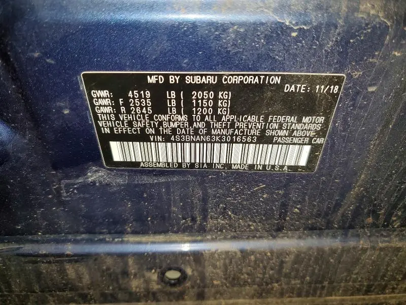 2019 SUBARU LEGACY 2.5I LIMITED  