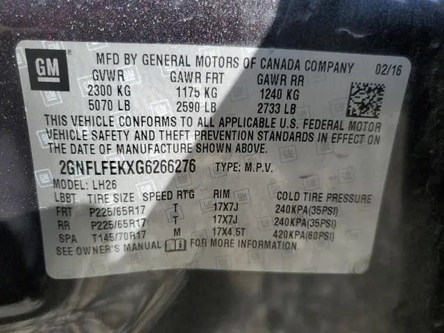 2016 CHEVROLET EQUINOX LT  