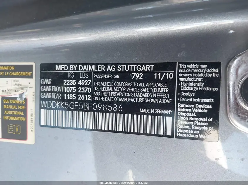 2011 MERCEDES-BENZ E 350  