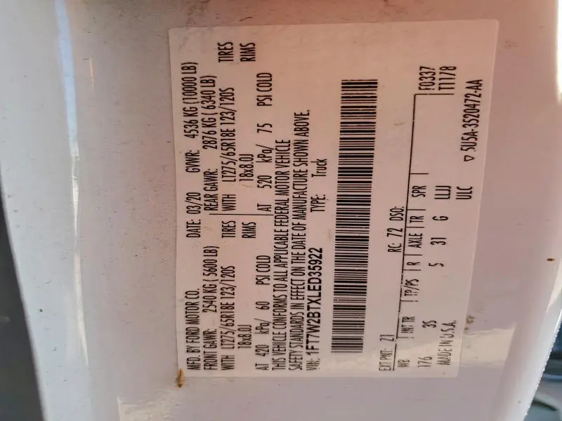 2020 FORD F250 SUPER DUTY  