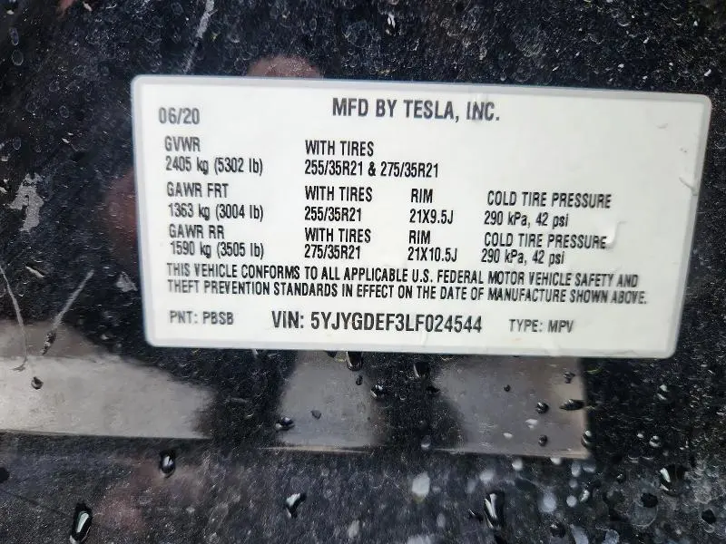 2020 TESLA MODEL Y   