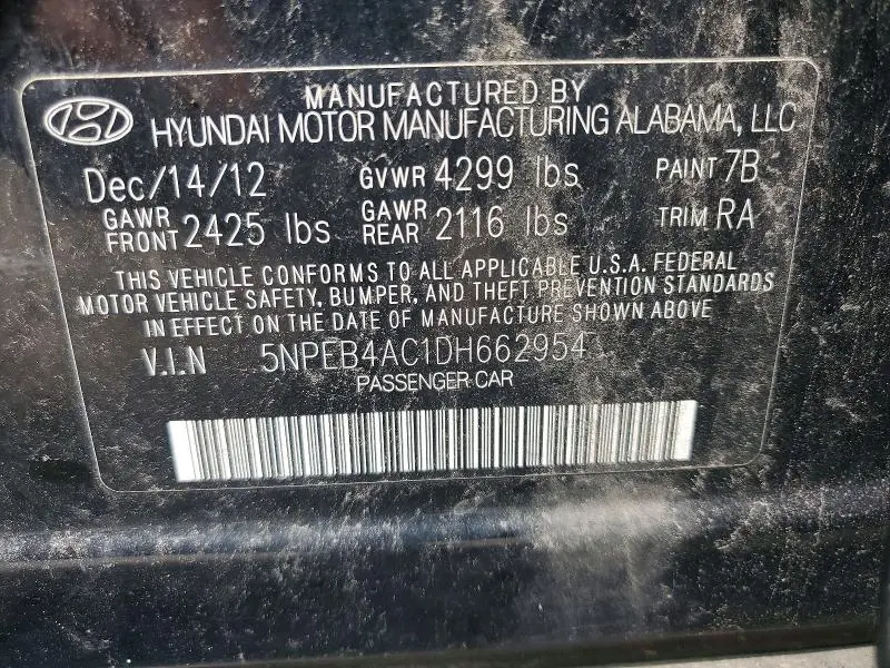 2013 HYUNDAI SONATA GLS  