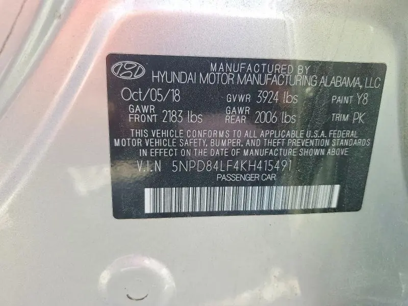 2019 HYUNDAI ELANTRA SEL  