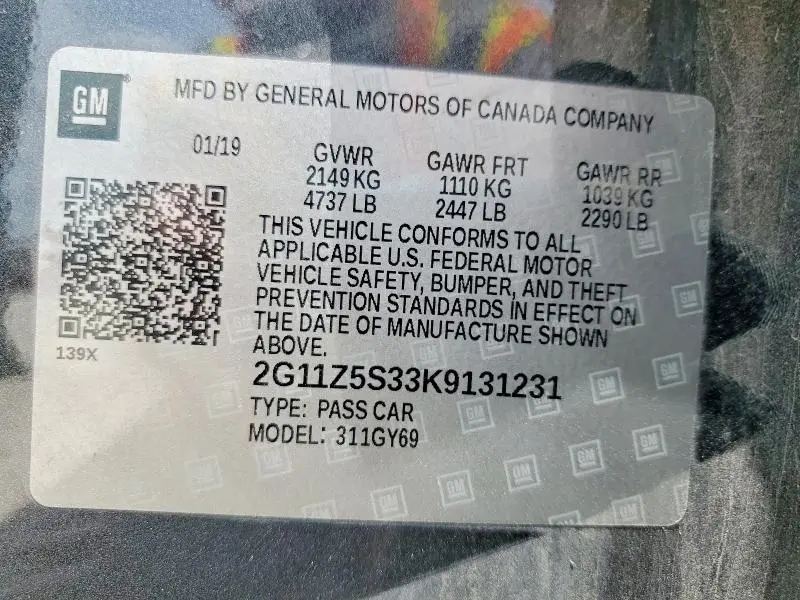 2019 CHEVROLET IMPALA LT  