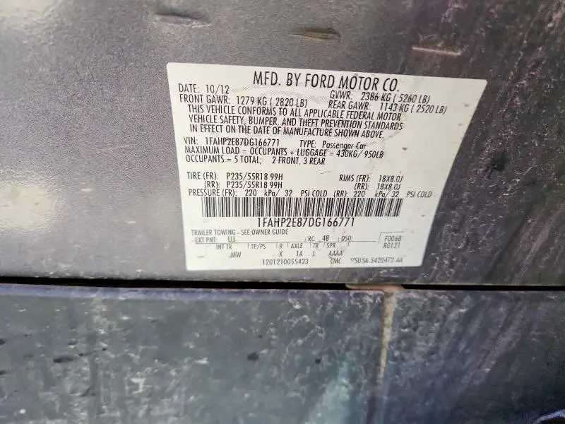 2013 FORD TAURUS SEL  