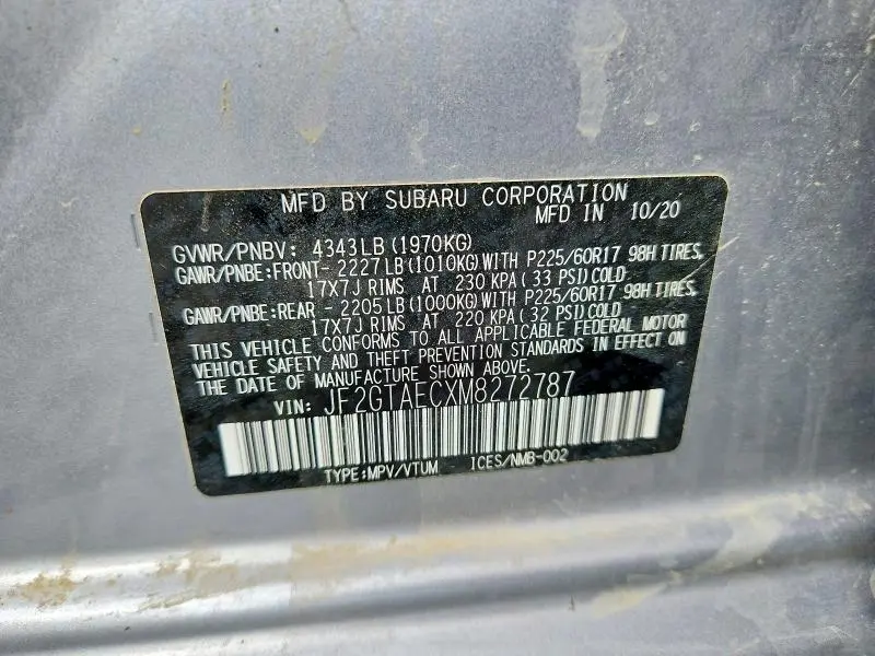 2021 SUBARU CROSSTREK PREMIUM  