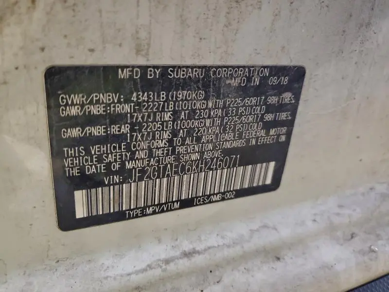 2019 SUBARU CROSSTREK PREMIUM  