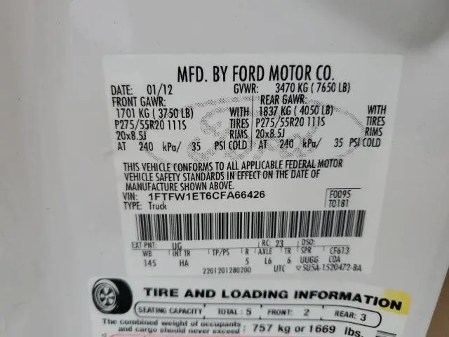 2012 FORD F150 SUPERCREW  