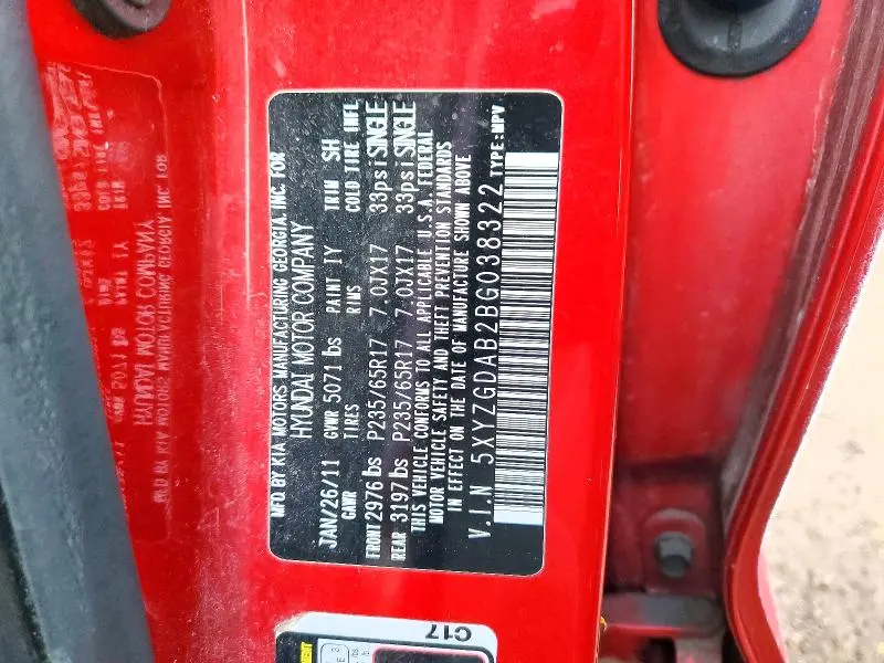 2011 HYUNDAI SANTA FE GLS  