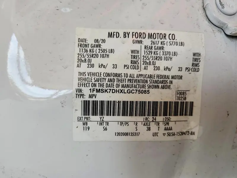 2020 FORD EXPLORER XLT  