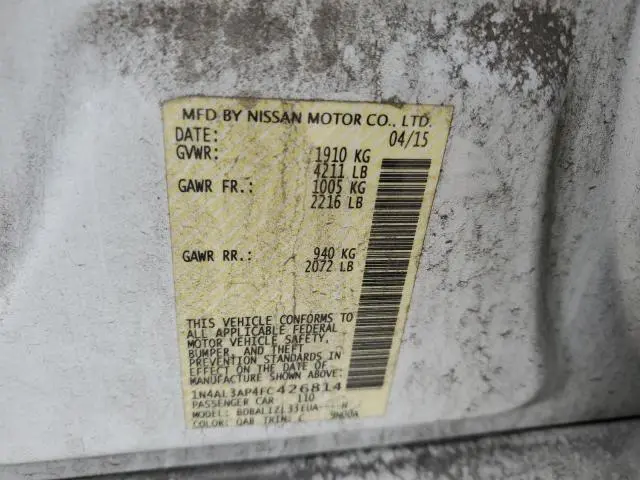 2015 NISSAN ALTIMA 2.5  