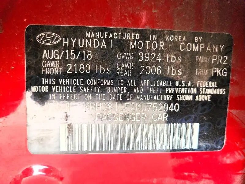 2019 HYUNDAI ELANTRA SEL  