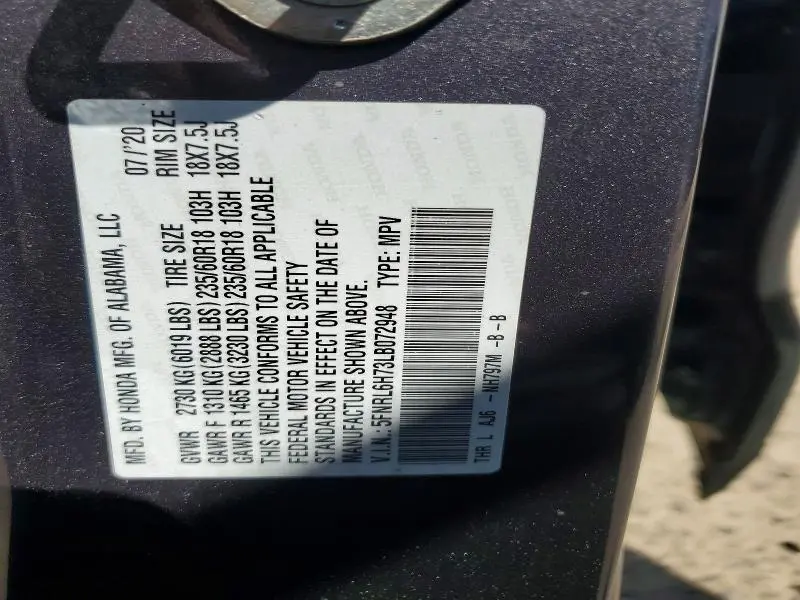 2020 HONDA ODYSSEY EXL  