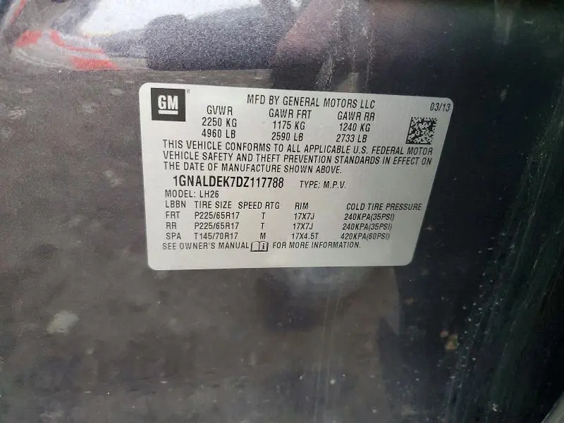 2013 CHEVROLET EQUINOX LT  