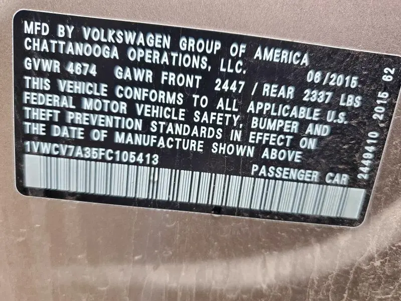 2015 VOLKSWAGEN PASSAT SEL  