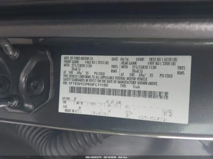 2016 FORD F-150 LARIAT/XL/XLT