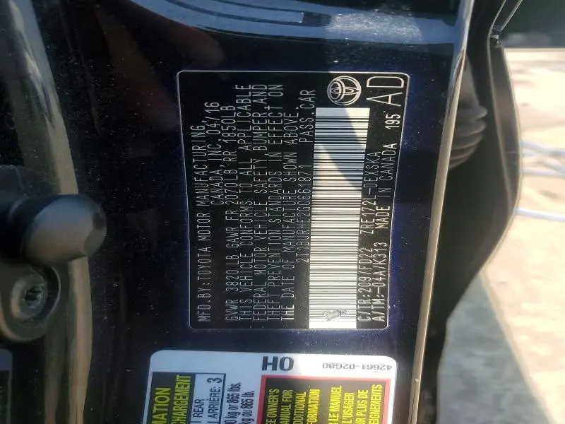 2016 TOYOTA COROLLA S PLUS  