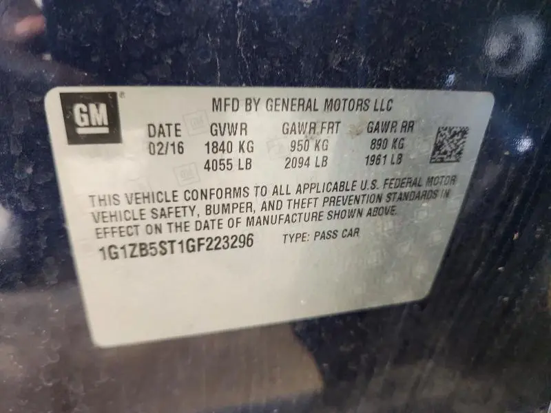 2016 CHEVROLET MALIBU LS  
