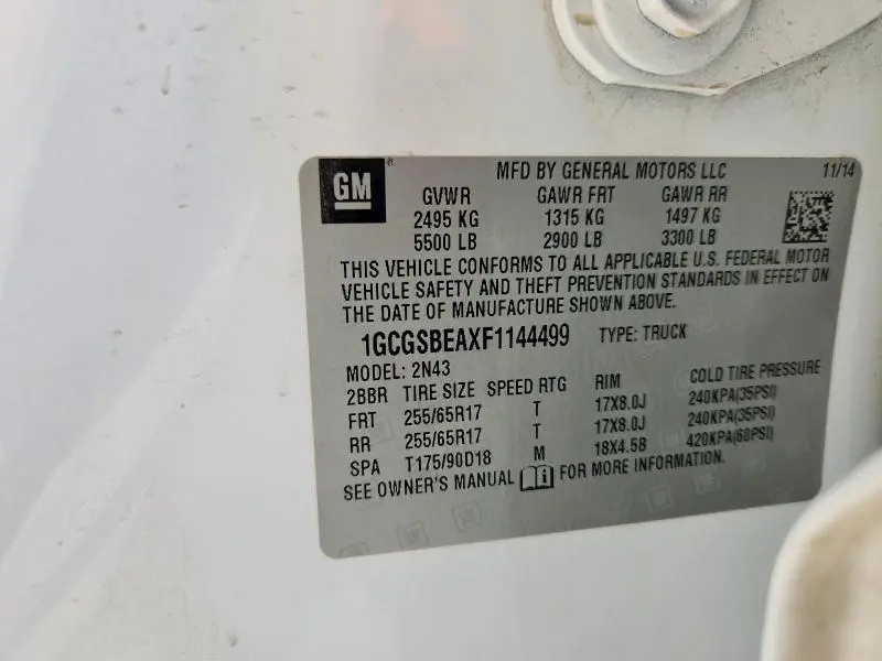 2015 CHEVROLET COLORADO LT  