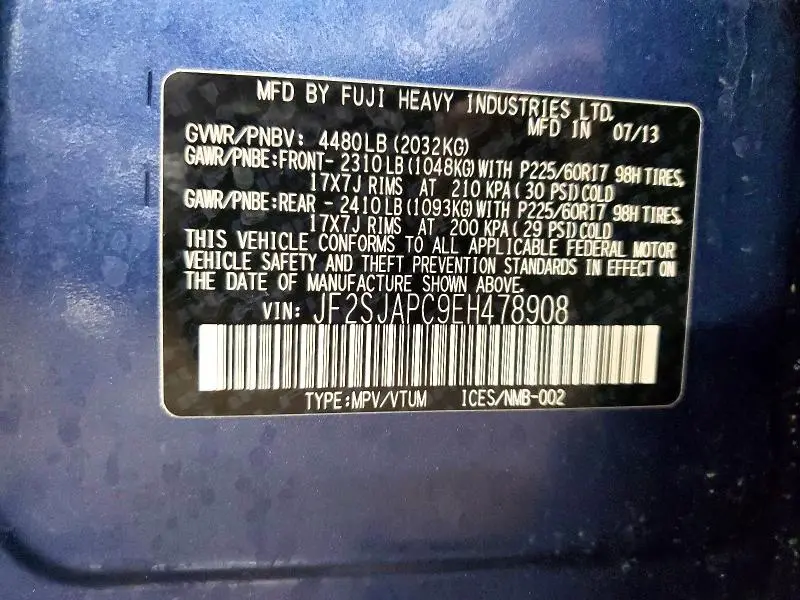 2014 SUBARU FORESTER 2.5I TOURING  